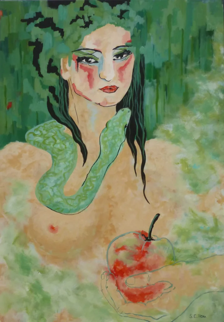 Das Erwachen,2016/2017 Zyklus “Aufgetischt - Der Apfel“ 100 x 70 cm Acryl auf Leinwand