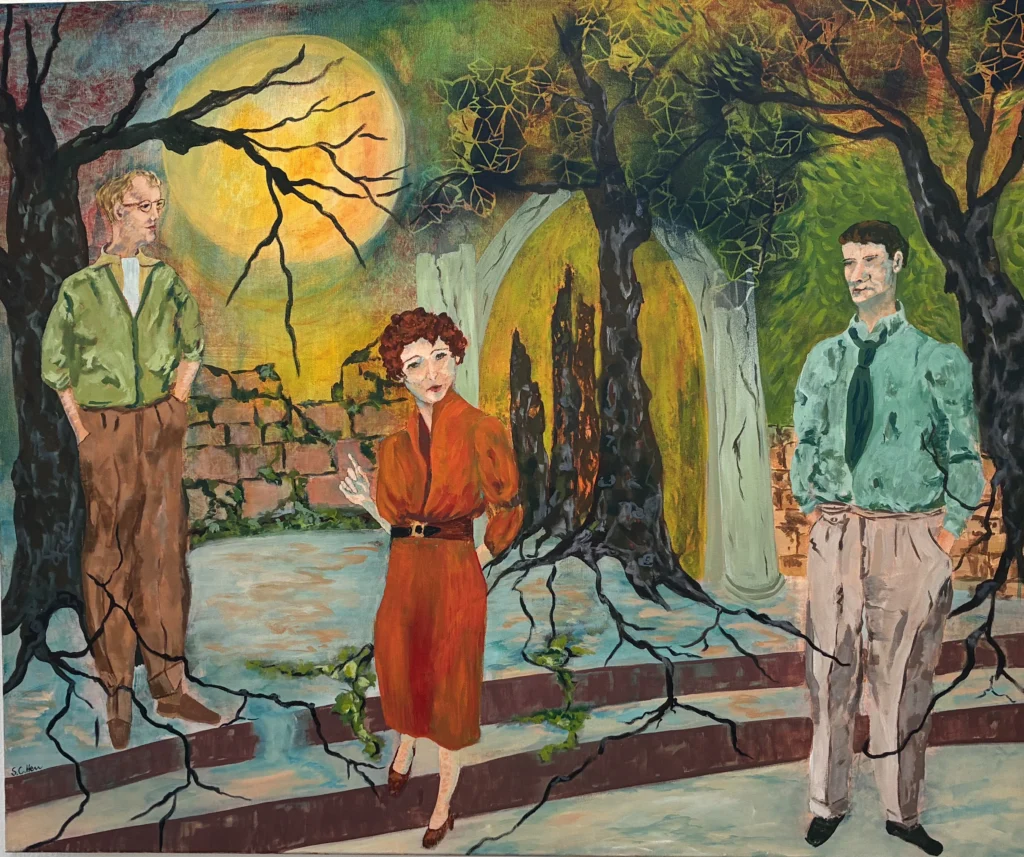 05 Sylvia Catharina Hess Eine mutualistische Symbiose 2026 Zyklus Zerbrechliche Paradiese Serie Memory Flashes Acryl auf LW 100 x 120 cm