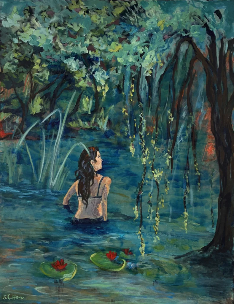 10 Sylvia Catharina Hess Das ferne Leuchten 2025-2026 Zyklus Zerbrechliche Paradiese Serie Wasserwelten 2024 Acryl auf LW 90 x 70 cm
