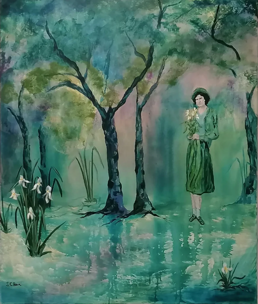 02 Sylvia Catharina Hess Not a Fairy Tale Zyklus Zerbrechliche Paradiese Serie Memory Flashes 2025 Acryl auf LW 120 x 100 cm