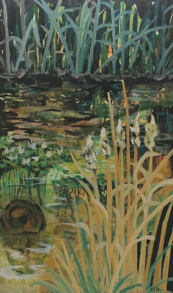 02 Sylvia Catharina Hess Stilles Wasser Zyklus Zerbrechliche Paradiese _ Wasserwelten 2024 Acryl auf LW 100 x 60 cm