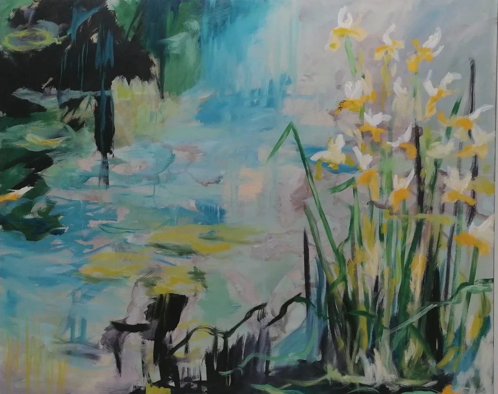 03 Sylvia Catharina Hess Alles im Fluss Zyklus Zerbrechliche Paradiese Serie Wasserwelten 2024 Acryl auf LW 90 x 110 cm