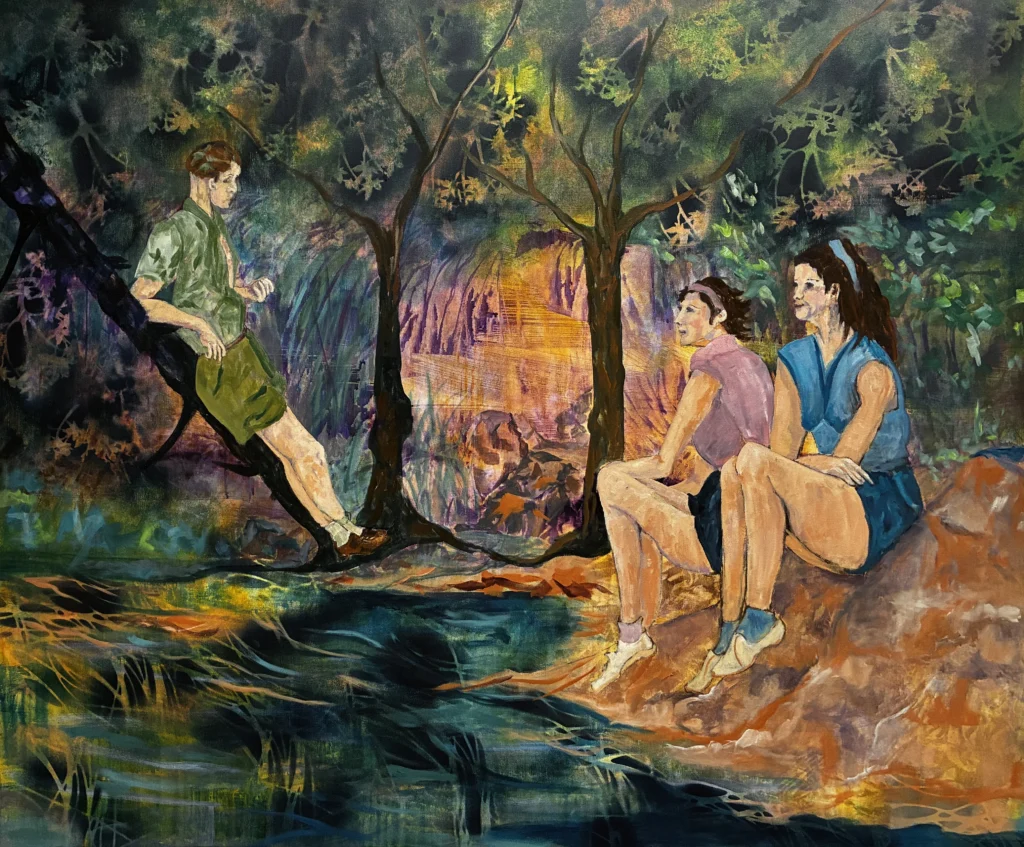 04 Sylvia Catharina Hess Wohin aber gehen wir 2025-2026 Zyklus Zerbrechliche Paradiese Serie Memory Flashes Acryl auf LW 100 x 120 cm
