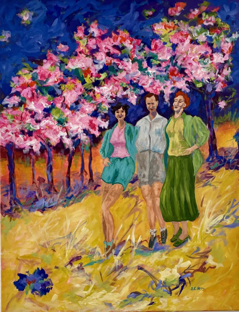 06 Sylvia Catharina Hess Sakura Zyklus Zerbrechliche Paradiese Serie Memory Flashes 2026 Acryl auf LW 90 x 70 cm